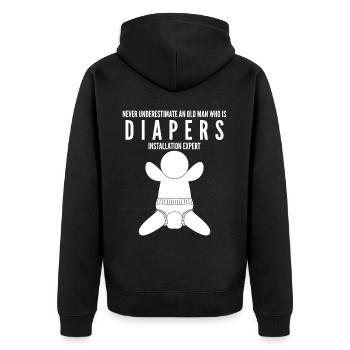 Parents Baby Diapers Pregnancy - Unisex Premium Organic Zip Hoodie - black - Back - Nico (187cm)