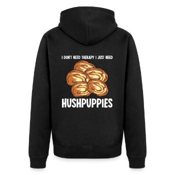 Hush Puppy Hushpuppy Joke Hushpuppies - Unisex Premium Organic Zip Hoodie - black - Back - Nico (187cm)