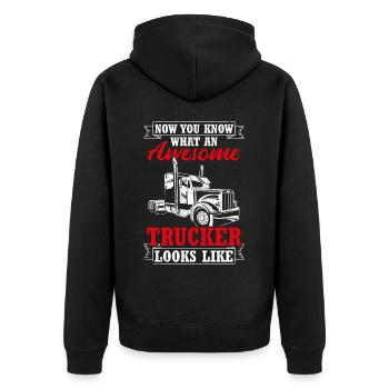 Truck Diesel Highway Best Job Money Truck Driver L - Unisex Premium Organic Zip Hoodie - black - Back - Nico (187cm)