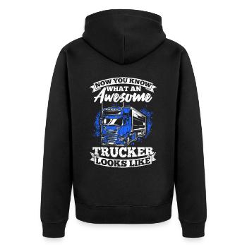 Truck Diesel Highway Best Job Money Truck Driver Truc - Unisex Premium Organic Zip Hoodie - black - Back - Nico (187cm)