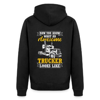 Truck Diesel Highway Best Job Money Truck Driver Truc - Unisex Premium Organic Zip Hoodie - black - Back - Nico (187cm)