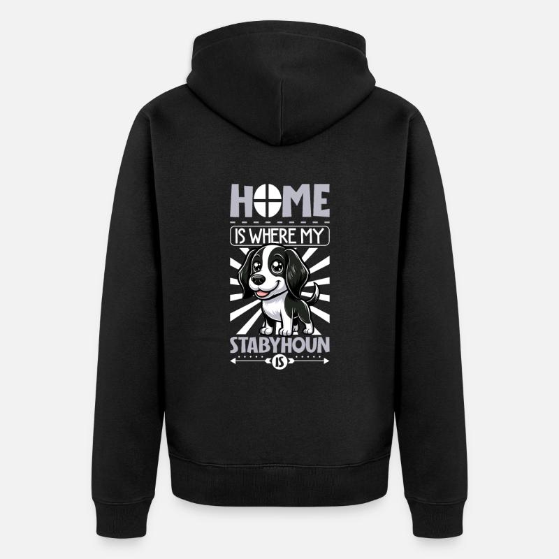Zuhause - Stabyhoun - Unisex Premium Bio Zip Hoodie - Schwarz