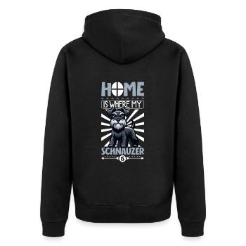 Zuhause - Schnauzer - Unisex Premium Bio Zip Hoodie - Schwarz - Hinten - Nico (187cm)