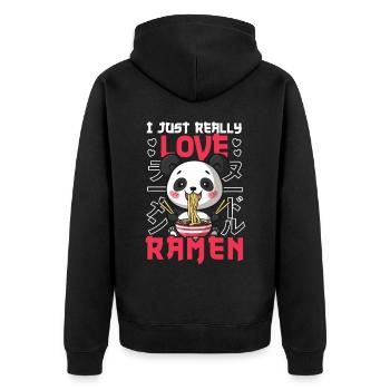 Panda Loves Ramen Bowl Kawaii Anime - Veste à capuche bio Premium Unisexe - noir - Dos - Nico (187cm)