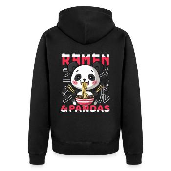 Panda Loves Ramen Bowl Kawaii Anime - Veste à capuche bio Premium Unisexe - noir - Dos - Nico (187cm)