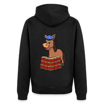 Esel Trommler Trommel - Unisex Premium Bio Zip Hoodie - Schwarz - Hinten - Nico (187cm)