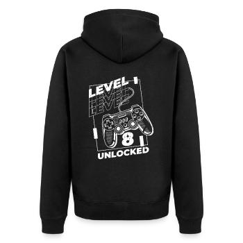 Gaming 8. Geburtstag 8 Jahre Gamer - Unisex Premium Bio Zip Hoodie - Schwarz - Hinten - Nico (187cm)