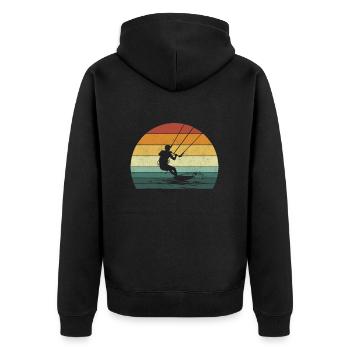 Kitesurfing kiteboarding lover - Unisex Premium Bio Zip Hoodie - Schwarz - Hinten - Nico (187cm)