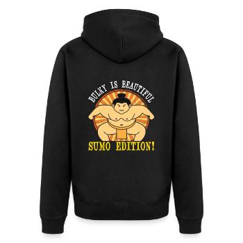 Bulky is beautiful Sumo Edition - Unisex Premium Organic Zip Hoodie - black - Back - Nico (187cm)