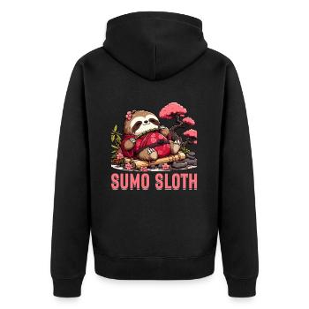 Sumo Sloth - Unisex Premium Organic Zip Hoodie - black - Back - Nico (187cm)