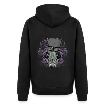 Vintage Retro Schädel Tier Fantasy Totenkopf Dark - Unisex Premium Bio Zip Hoodie - Schwarz - Hinten - Nico (187cm)