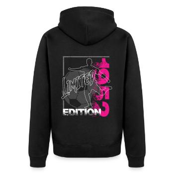 Limited Edition 1952 Limited Edition Fußball - Unisex Premium Bio Zip Hoodie - Schwarz - Hinten - Nico (187cm)