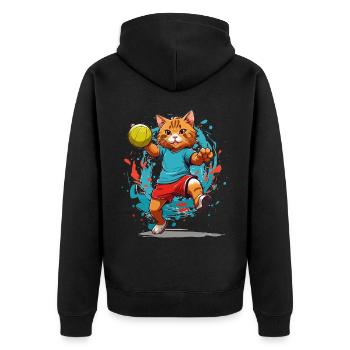 Chat de handball Style streetwear iconique - Veste à capuche bio Premium Unisexe - noir - Dos - Nico (187cm)