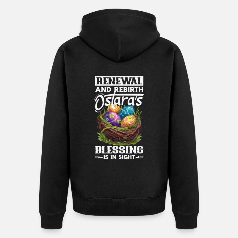 Easter Eostre Pagan Spring - Unisex Premium Organic Zip Hoodie - black