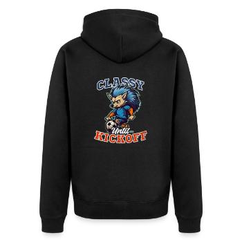 Fußballtrainer klasse bis zum Anpfiff - Unisex Premium Bio Zip Hoodie - Schwarz - Hinten - Nico (187cm)