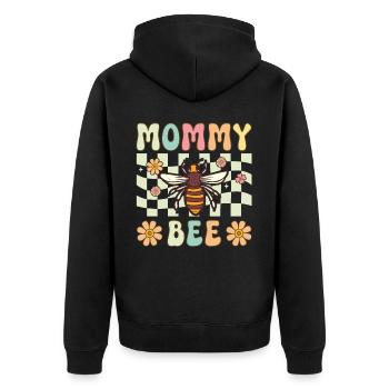 Bienenmama Imkerin Imkerei Mama - Unisex Premium Bio Zip Hoodie - Schwarz - Hinten - Nico (187cm)