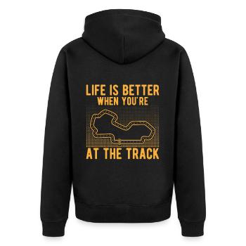 La vie de course de voiture de circuit est meilleure sur la piste cadeau - Veste à capuche bio Premium Unisexe - noir - Dos - Nico (187cm)