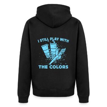 Artist Painter Graphic Play With The Colors Gift - Unisex Premium Organic Zip Hoodie - black - Back - Nico (187cm)