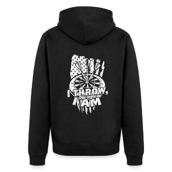 Dart Dartspieler Darter - Unisex Premium Bio Zip Hoodie - Schwarz - Hinten - Nico (187cm)