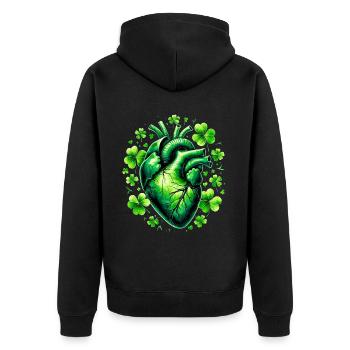 Shamrock coeur anatomique - Veste à capuche bio Premium Unisexe - noir - Dos - Nico (187cm)