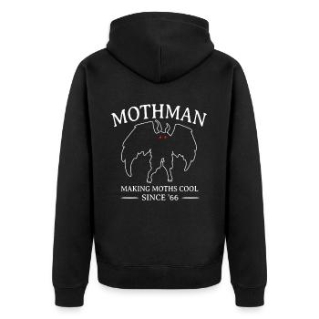 Mothman making moths cool since '66 - Unisex Premium Organic Zip Hoodie - black - Back - Nico (187cm)
