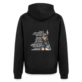 Doberman chien chiens cadeau pour animaux de compagnie - Veste à capuche bio Premium Unisexe - noir - Dos - Nico (187cm)