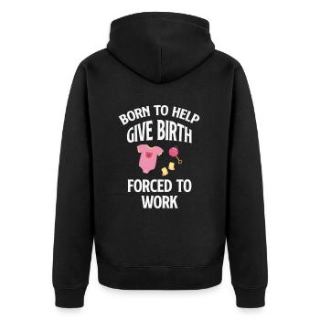 Né pour aider à l’accouchement, forcé de - Veste à capuche bio Premium Unisexe - noir - Dos - Nico (187cm)
