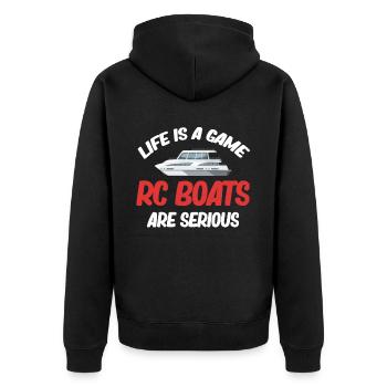 Life is a game rc boats are serious too - Unisex Premium Organic Zip Hoodie - black - Back - Nico (187cm)