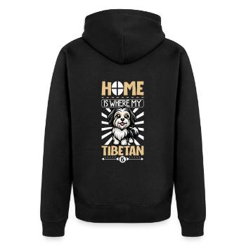 Accueil - Terrier tibétain - Veste à capuche bio Premium Unisexe - noir - Dos - Nico (187cm)