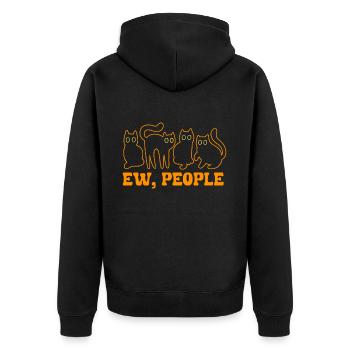 Ew People Cat Lustige Vintage Anti -soziale - Unisex Premium Bio Zip Hoodie - Schwarz - Hinten - Nico (187cm)