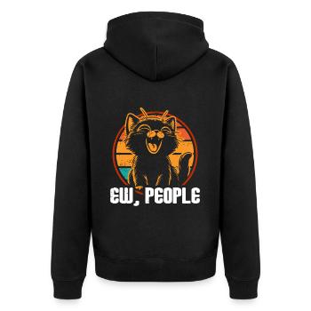 Ew People Cat Lustige Vintage Anti -soziale - Unisex Premium Bio Zip Hoodie - Schwarz - Hinten - Nico (187cm)