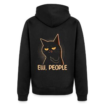 Ew People Cat Lustige Vintage Anti -soziale - Unisex Premium Bio Zip Hoodie - Schwarz - Hinten - Nico (187cm)