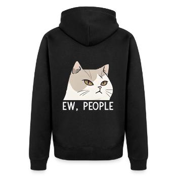 Ew People Cat Lustige Vintage Anti -soziale - Unisex Premium Bio Zip Hoodie - Schwarz - Hinten - Nico (187cm)