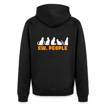 Ew People Cat Lustige Vintage Anti -soziale - Unisex Premium Bio Zip Hoodie - Schwarz - Hinten - Nico (187cm)