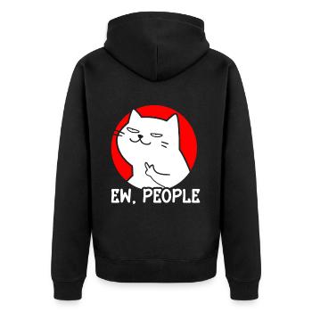Ew People Cat Lustige Vintage Anti -soziale - Unisex Premium Bio Zip Hoodie - Schwarz - Hinten - Nico (187cm)
