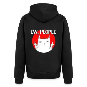 Ew People Cat Lustige Vintage Anti -soziale - Unisex Premium Bio Zip Hoodie - Schwarz - Hinten - Nico (187cm)
