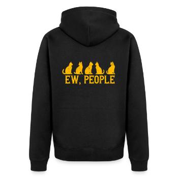 Ew People Cat Lustige Vintage Anti -soziale - Unisex Premium Bio Zip Hoodie - Schwarz - Hinten - Nico (187cm)