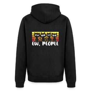 Ew People Cat Lustige Vintage Anti -soziale - Unisex Premium Bio Zip Hoodie - Schwarz - Hinten - Nico (187cm)