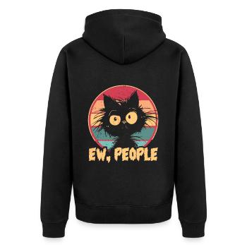 Ew People Cat Lustige Vintage Anti -soziale - Unisex Premium Bio Zip Hoodie - Schwarz - Hinten - Nico (187cm)