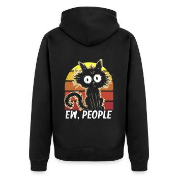 Ew People Cat Lustige Vintage Anti -soziale - Unisex Premium Bio Zip Hoodie - Schwarz - Hinten - Nico (187cm)