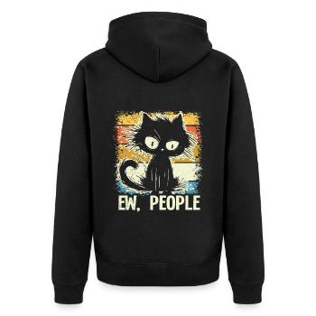 Ew People Cat Lustige Vintage Anti -soziale - Unisex Premium Bio Zip Hoodie - Schwarz - Hinten - Nico (187cm)