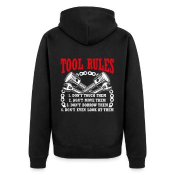 Tuner Autoliebhaber Reparieren Mechaniker Werkzeug - Unisex Premium Bio Zip Hoodie - Schwarz - Hinten - Nico (187cm)