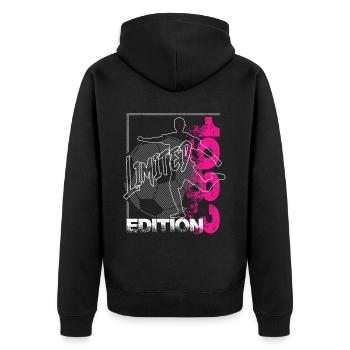 Limited Edition 1983 Limited Edition Fußball - Unisex Premium Bio Zip Hoodie - Schwarz - Hinten - Nico (187cm)