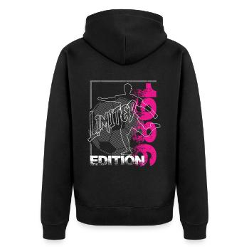 Limited Edition 1986 Limited Edition Fußball - Unisex Premium Bio Zip Hoodie - Schwarz - Hinten - Nico (187cm)