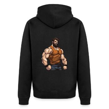 Workout Bodybuilder Muscles - Unisex Premium Organic Zip Hoodie - black - Back - Nico (187cm)