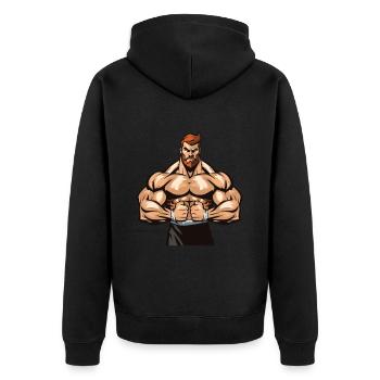 Bodybuilder Gym Muscles - Unisex Premium Organic Zip Hoodie - black - Back - Nico (187cm)
