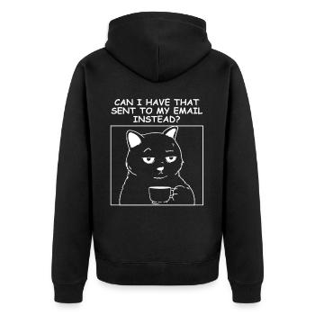 Bored Cat On A Virtual Meeting That Could've Been - Unisex Premium Bio Zip Hoodie - Schwarz - Hinten - Nico (187cm)