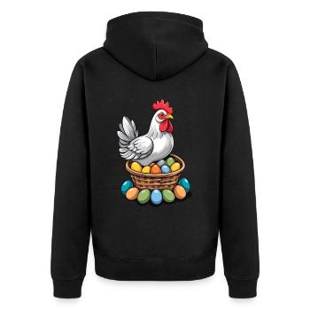 Ostern Huhn Bunt Süß Lustig Ostereier Nest - Unisex Premium Bio Zip Hoodie - Schwarz - Hinten - Nico (187cm)