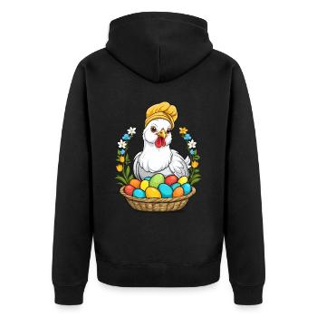 Easter Chicken Colorful Cute Funny Easter Eggs Nest - Unisex Premium Organic Zip Hoodie - black - Back - Nico (187cm)