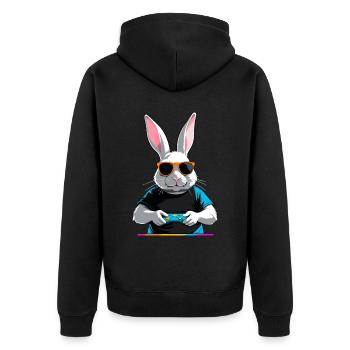 Lapin de Pâques Gamer et streetwear iconique de Pâques - Veste à capuche bio Premium Unisexe - noir - Dos - Nico (187cm)